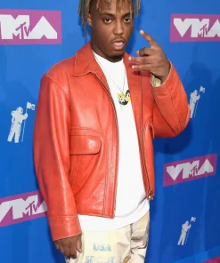 American Rapper Juice Wrld Orange Leather Jacket