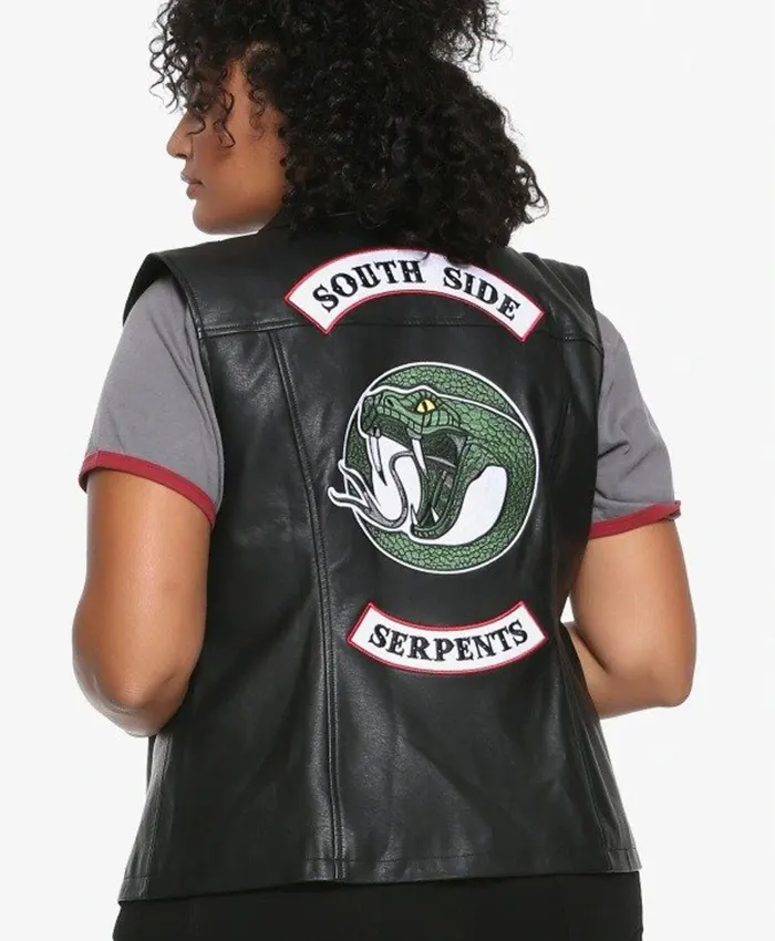 Riverdale Southside Serpents Gang Black Leather Vest