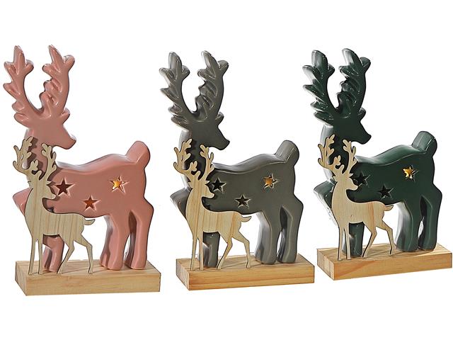 LED DEER WITH WOODEN STAND (ASSTD)