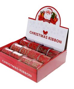 ASSORTED RED & GOLD RIBBON (2.5″ X 3 Y) (12/PDQ)